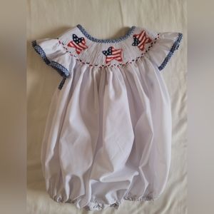 Smocked flag romper size 12 mos